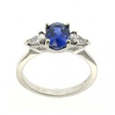 Platinum sapphire and pear cut diamond ring